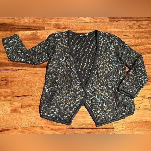 Anthropologie Moth Keavey Jacquard Wool Mohair Chunky Green Cardigan - Picture 3 of 12